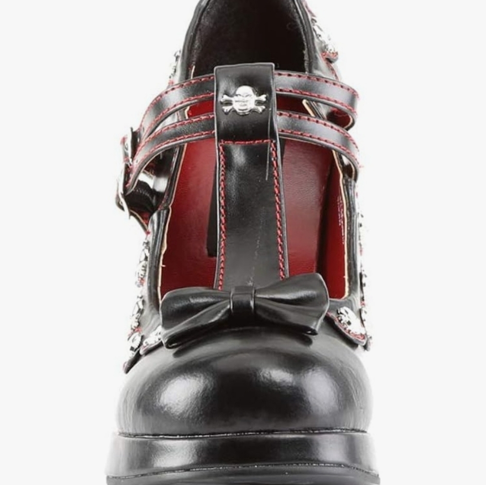 Pleaser Demonia Crypto-06 Black/Red Platform Heels - Picture 3 of 8